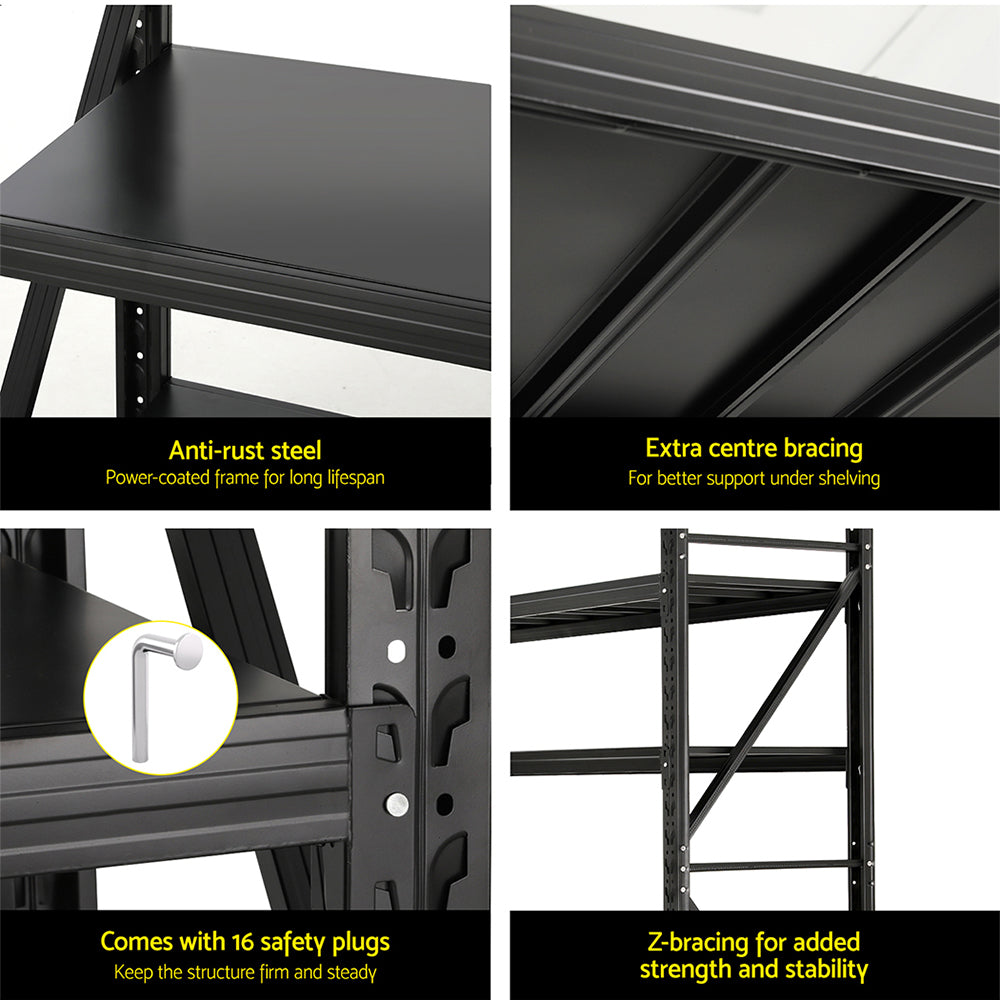 Giantz 2Mx1.8M Garage Shelving Warehouse Rack Pallet Racking Storage Shelf Black - Cosy Abode