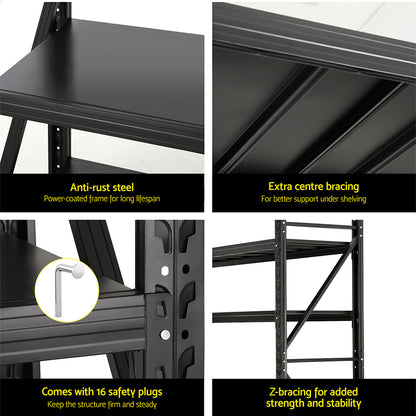 Giantz 2Mx1.8M Garage Shelving Warehouse Rack Pallet Racking Storage Shelf Black - Cosy Abode