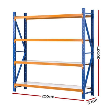 Giantz 2Mx2M Garage Shelving Warehouse Rack Pallet Racking Storage Shelf Blue - Cosy Abode