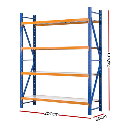 Giantz 2.4Mx2M Garage Shelving Warehouse Rack Pallet Racking Storage Shelf Blue - Cosy Abode