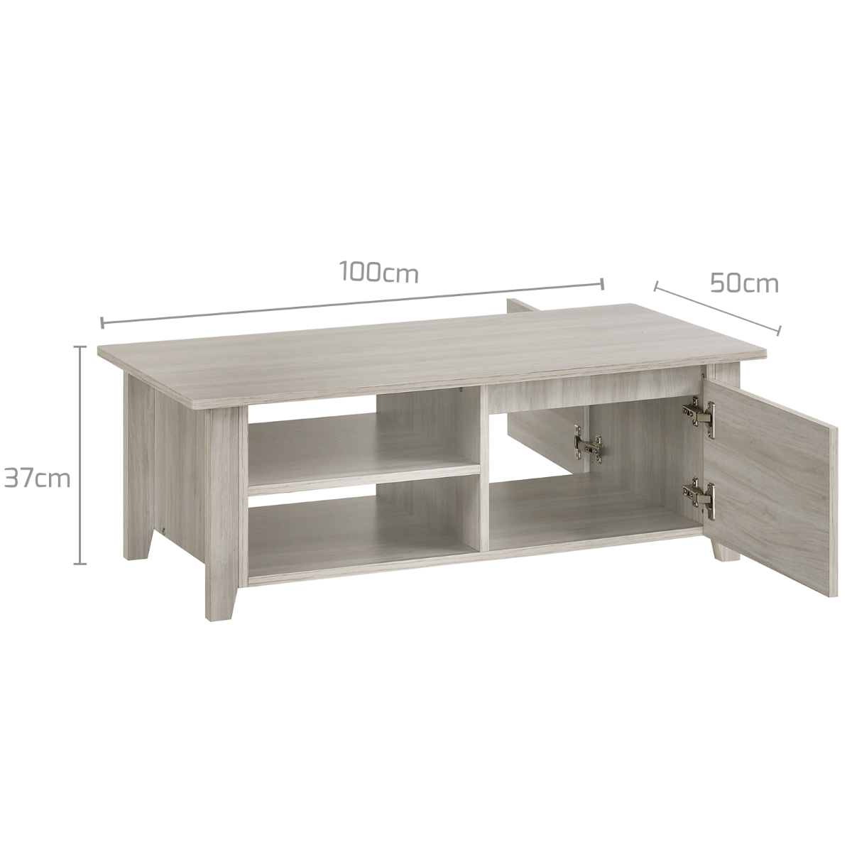 Coffee Table With Open Drawer In White Oak - Cosy Abode