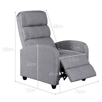 Luxury Fabric Recliner Chair - Grey - Cosy Abode