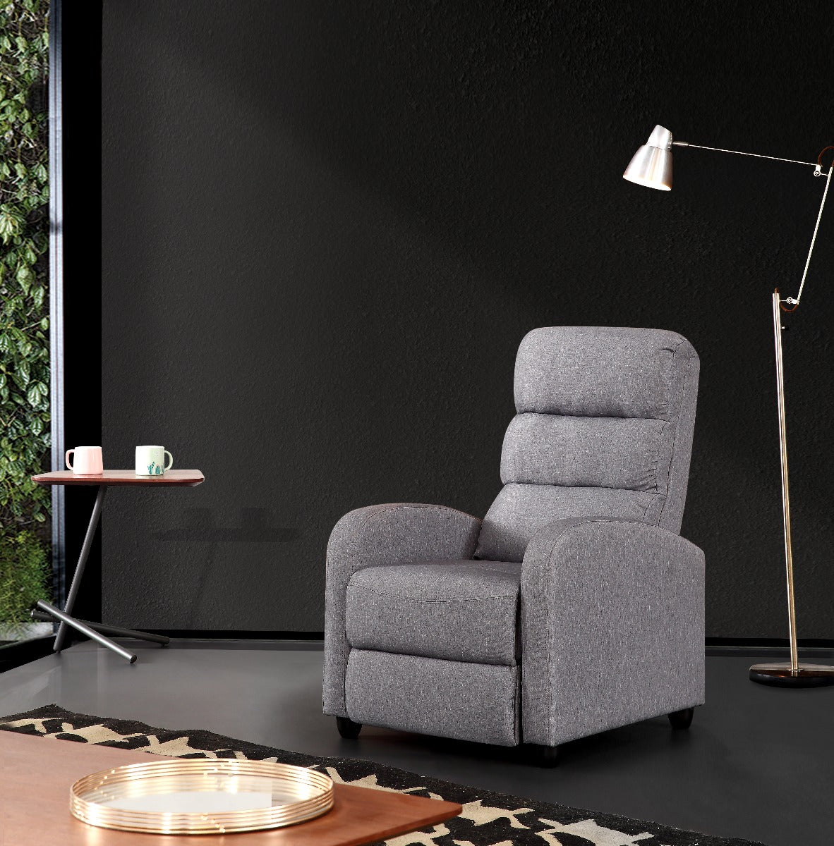 Luxury Fabric Recliner Chair - Grey - Cosy Abode
