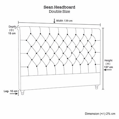 Bed Head Double Size French Provincial Headboard Upholsterd Fabric Charcoal - Cosy Abode