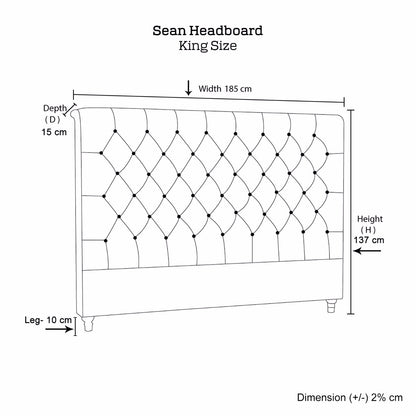 Bed Head King Size French Provincial Headboard Upholsterd Fabric Charcoal - Cosy Abode