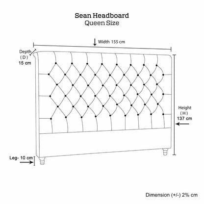 Bed Head Queen Size French Provincial Headboard Upholsterd Fabric Charcoal - Cosy Abode