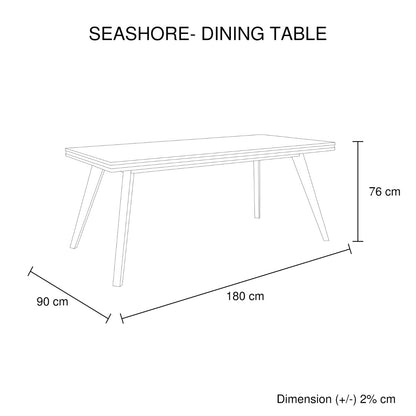 Dining Table 180cm Medium Size Solid Acacia Wooden Frame in Silver Brush Colour - Cosy Abode