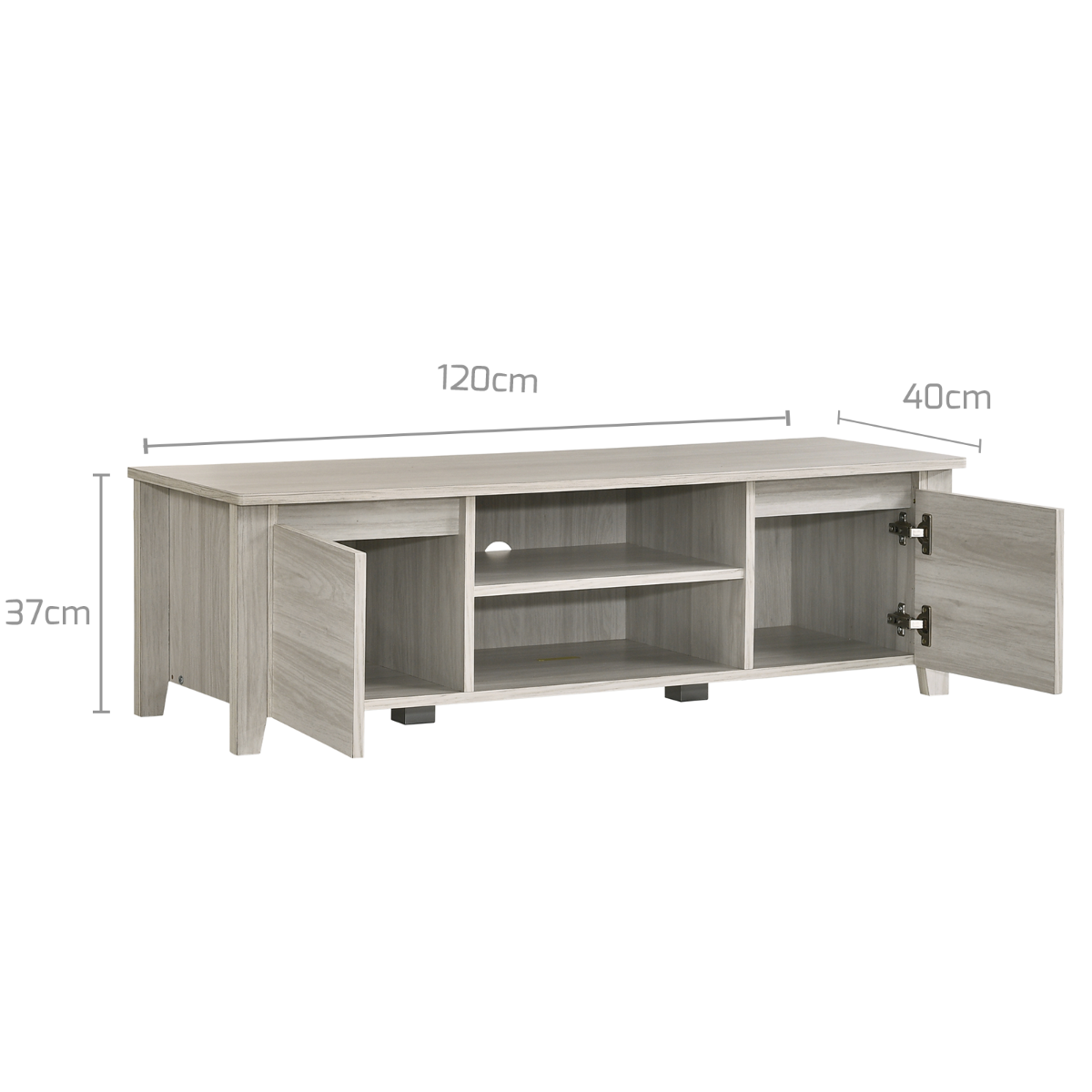 TV Stand Entertainment Unit 120cm In White Oak - Cosy Abode